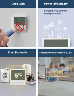 Slimme WIFI Verwarmingsthermostaat voor Elektrische Vloerverwarming - Compatibel met Alexa en Google Assistant