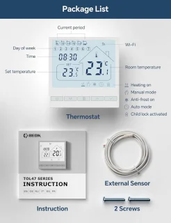 Slimme WIFI Verwarmingsthermostaat voor Elektrische Vloerverwarming - Compatibel met Alexa en Google Assistant