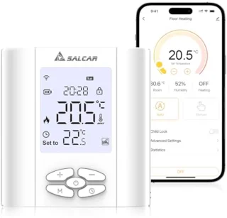Slimme Thermostaat voor Waterverwarming - Programmeerbare WiFi Ruimtermostaat met Vochtsensor - Geschikt voor Vloerverwarming
