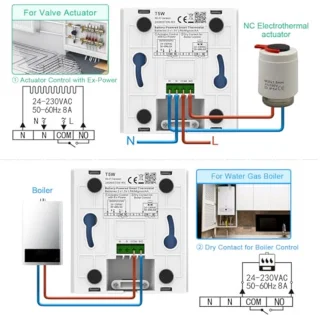 Slimme Thermostaat voor Waterverwarming - Programmeerbare WiFi Ruimtermostaat met Vochtsensor - Geschikt voor Vloerverwarming