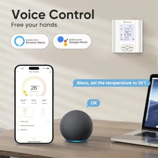 Slimme Thermostaat voor Waterverwarming - Programmeerbare WiFi Ruimtermostaat met Vochtsensor - Geschikt voor Vloerverwarming