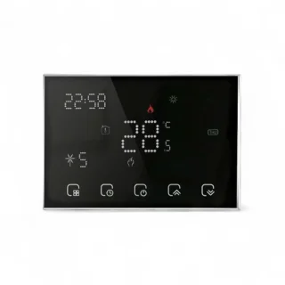 Slimme Thermostaat met Touchscreen | Batterijen of USB-C voeding | Draadloos + RF Ontvanger | Opbouw of Los Staand | C.V. Installatie | Boiler | Infrarood & Elektrische vloerverwarming | Zwart