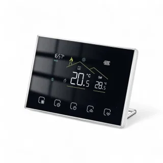 Slimme Thermostaat met Touchscreen | Batterijen of USB-C voeding | Draadloos + RF Ontvanger | Opbouw of Los Staand | C.V. Installatie | Boiler | Infrarood & Elektrische vloerverwarming | Zwart