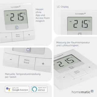 Wandthermostaat Draadloos met Temperatuursensor voor Slimme Radiatorthermostaten - Compatibel met Alexa en Google Home
