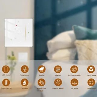 Programmeerbare WiFi verwarmingsthermostaat met draadloze controle via app en spraakassistent
