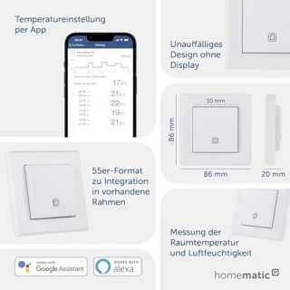 Draadloze Temperatuur- en Luchtvochtigheidssensor voor Slimme Huizen – Geschikt voor Radiatorthermostaten en Vloerverwarmingsregelaars, Werkt met Alexa