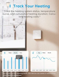 Slimme Thermostaat voor Elektrische Vloerverwarming - Compatibel met HomeKit, Siri, Alexa en Google Home - WiFi Thermostaat met LED Touch Screen