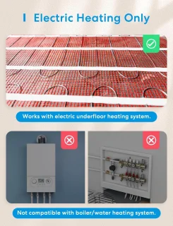 Slimme Thermostaat voor Elektrische Vloerverwarming - Compatibel met HomeKit, Siri, Alexa en Google Home - WiFi Thermostaat met LED Touch Screen