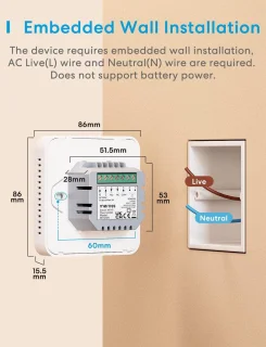 Slimme Thermostaat voor Elektrische Vloerverwarming - Compatibel met HomeKit, Siri, Alexa en Google Home - WiFi Thermostaat met LED Touch Screen