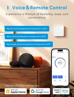 Slimme Thermostaat voor Elektrische Vloerverwarming - Compatibel met HomeKit, Siri, Alexa en Google Home - WiFi Thermostaat met LED Touch Screen