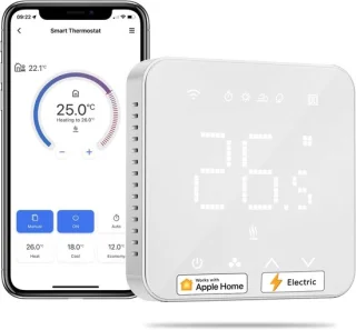 Slimme Thermostaat voor Elektrische Vloerverwarming - Compatibel met HomeKit, Siri, Alexa en Google Home - WiFi Thermostaat met LED Touch Screen