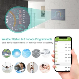 TechU™ Smart Thermostaat Relax – Zilver – Alleen voor CV-ketel – App & Wifi – Google Assistant & Amazon Alexa