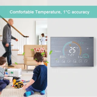 TechU™ Smart Thermostaat Relax – Zilver – Alleen voor CV-ketel – App & Wifi – Google Assistant & Amazon Alexa