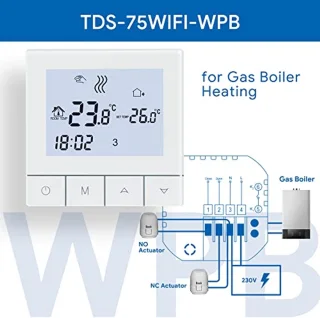 Slimme WiFi Thermostat voor Gasboiler - Programmeerbare Digitale LCD Touchscreen voor Vloerverwarming