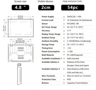 Draadloze 4,3 inch programma thermostaat met wifi en spraakbesturing voor warmtepompen