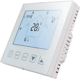 WiFi-verbonden thermostaat elektrische vloerverwarming 16A Alexa Google Assistant compatibel met sensor, programmeerbare kamerthermostaat elektrische vloerverwarming 220V