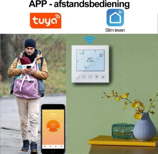 WiFi-verbonden thermostaat elektrische vloerverwarming 16A Alexa Google Assistant compatibel met sensor, programmeerbare kamerthermostaat elektrische vloerverwarming 220V