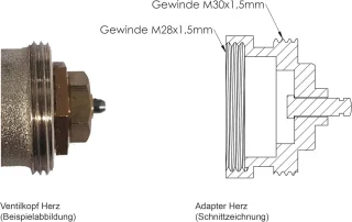 Adapter M28 x 1,5 mm voor radiatorthermostaat