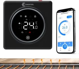 CONENTOOL slimme thermostaat voor elektrische vloerverwarming - zwart - 16A