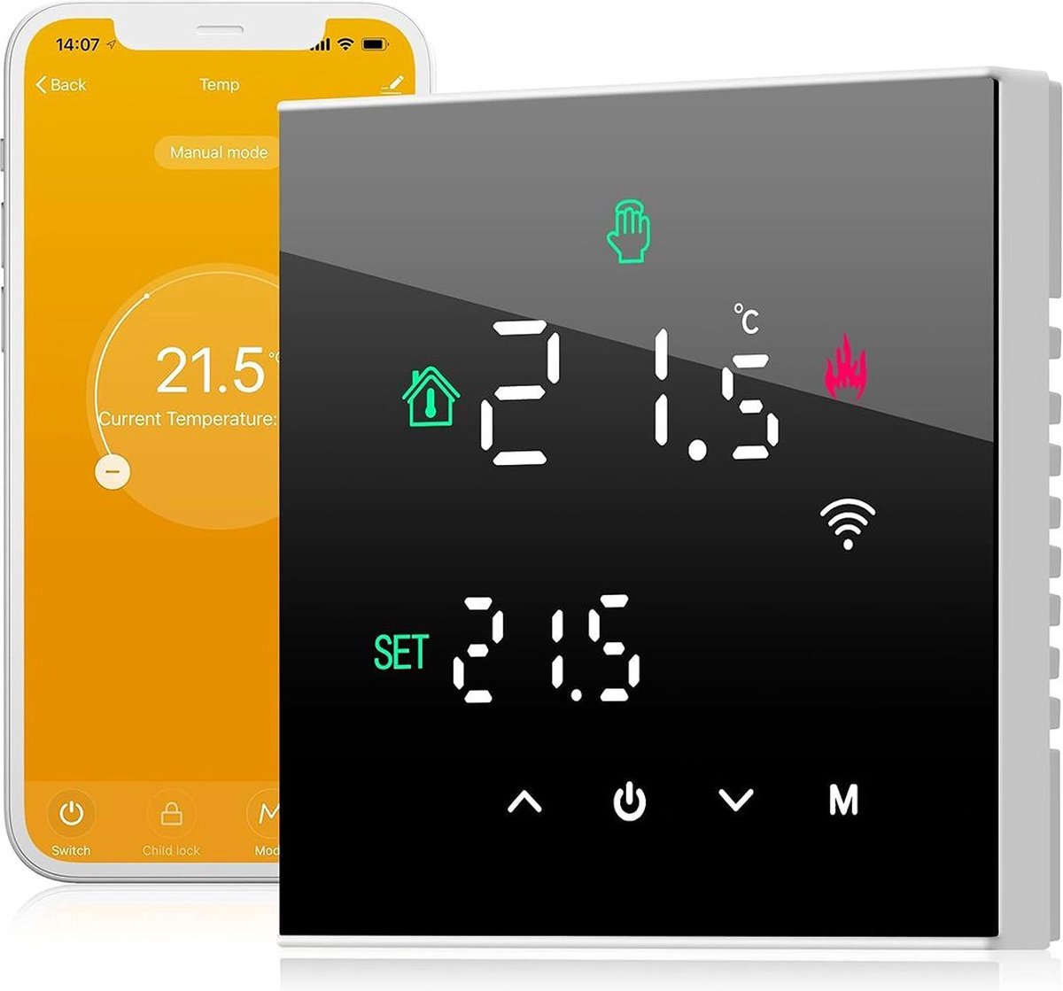 De DailySupplies Thermostaat cv draadloos Wifi zwart in één oogopslag