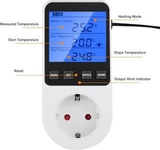 Digitale temperatuurregelaar 230V 16A (LCD)