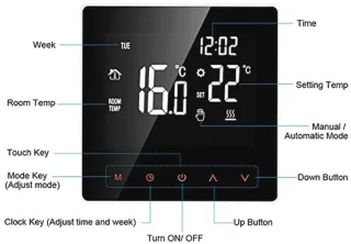 Digitale thermostaat 16A voor elektrische vloerverwarming