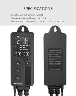 Digitale Thermostaat 220V - Dubbel relais (Aquarium/Terrarium)