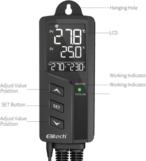 Digitale Thermostaat 220V - Dubbel relais (Aquarium/Terrarium)