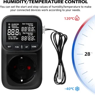 Digitale Thermostaat en Hygrostaat 230V