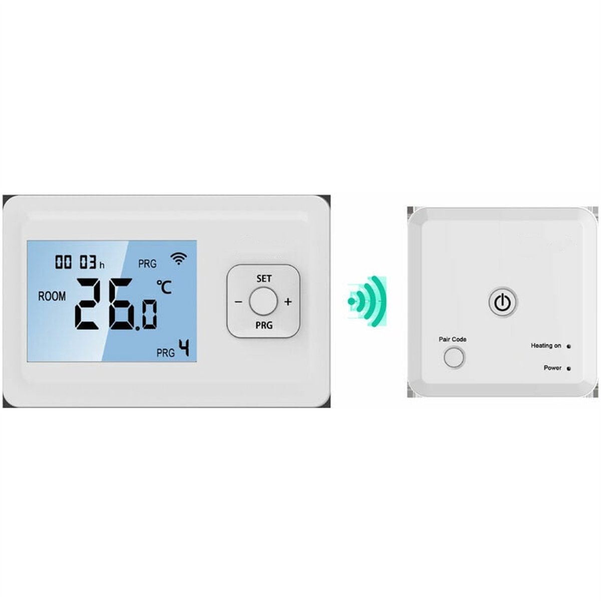 De Draadloze Programmeerbare Thermostaat Monobloc RF Ontvanger 10A Wit in één oogopslag