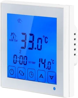 Elektrische thermostaat, temperatuurregelaar voor vloerverwarming, 8,5 x 8,5 cm, wit