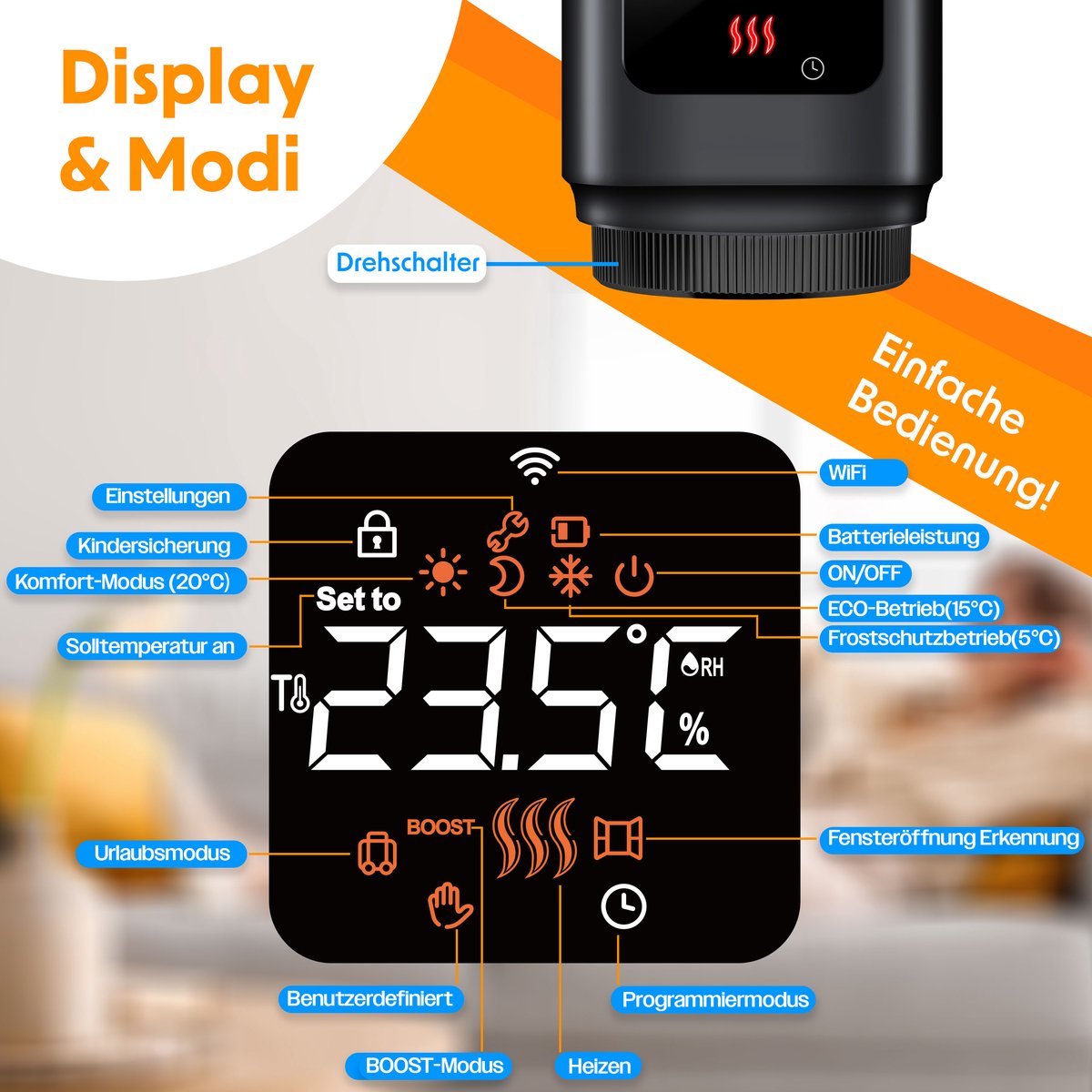 Wat vinden we goed aan de KESSER Slimme Radiatorknop Thermostaatkop Vierkant Zwart 3x