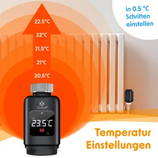 KESSER Slimme Radiatorknop Thermostaatkop Zwart Vierkant