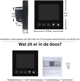 MKSS® Draadloze thermostaat voor cv - Zwart