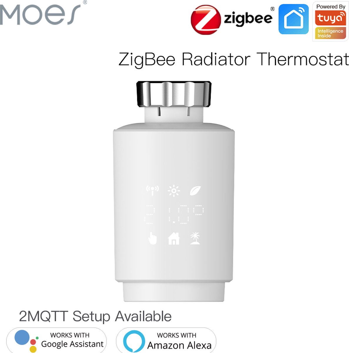 De MOES Tuya ZigBee Radiatorknop Smart Thermostaat in één oogopslag