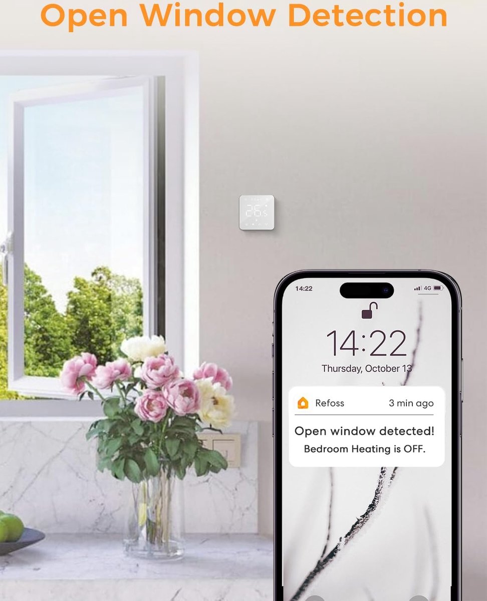 Wat vinden we goed aan de Refoss Meross Smart Wi-Fi Thermostaat voor Combi Boiler en Vloerverwarming 240V Wit