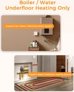 Refoss Meross Smart Wi-Fi Thermostaat voor Combi Boiler en Vloerverwarming 240V Wit