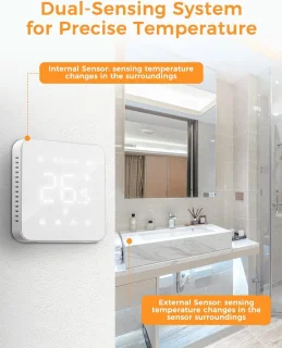 Refoss Meross Smart Wi-Fi Thermostaat voor Combi Boiler en Vloerverwarming 240V Wit