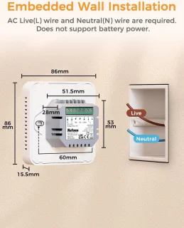 Refoss Meross Smart Wi-Fi Thermostaat voor Combi Boiler en Vloerverwarming 240V Wit