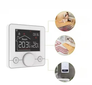 Slimme Draadloze Thermostaat met Draaiknop en RF Ontvanger
