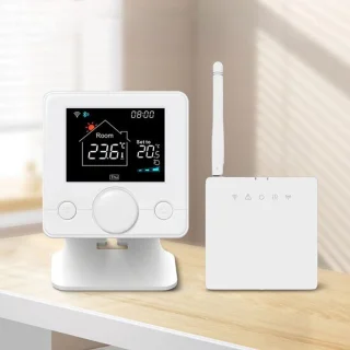 Slimme Draadloze Thermostaat met Draaiknop en RF Ontvanger