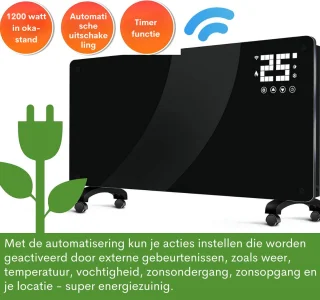 Slimme Glasconvector WiFi Touchscreen elektrische verwarming