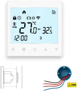 Slimme Inbouw Thermostaat Chronoscherm Wit 3amp 4-Draads
