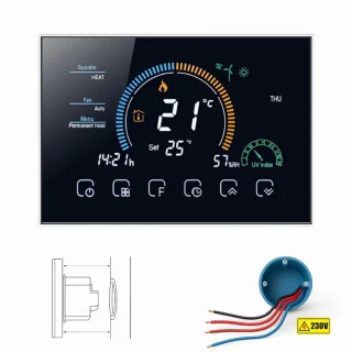 Slimme Inbouw Thermostaat Zwart 16amp 4-Draads