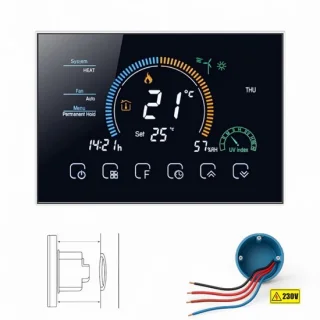 Slimme Inbouw Thermostaat Zwart 16amp 4-Draads