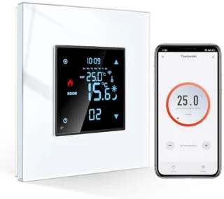 Slimme inbouwthermostaat 16A glazen schijf wit