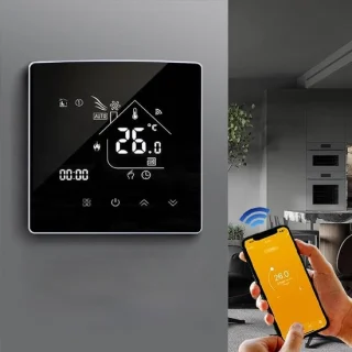 Slimme thermostaat - 8,6 x 8,6 cm - zwart