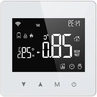 Slimme thermostaat, digitale temperatuurregelaar, 86x86 cm, wit