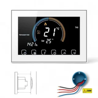 Slimme Thermostaat Inbouw 3amp 4-Draads Wit Vierkant