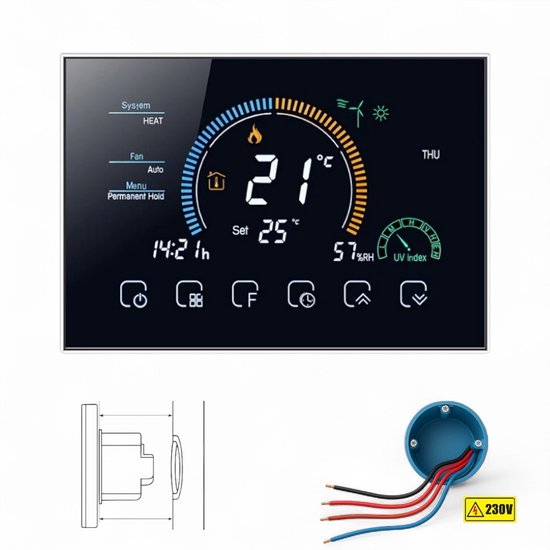 Slimme Thermostaat Inbouw Zwart 3amp 4-Draads 90-240v review